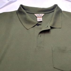 L.L. Bean Shirt Men’s Large Double L Polo Short Sleeve Green Cotton Casual Men L